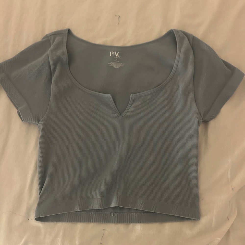 Pac Cares by Pacsun Baby Blue Notched Crop Top